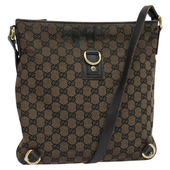 GUCCI GG Canvas Abbey Shoulder Bag Outlet Brown Gold - Picture 1 of 12